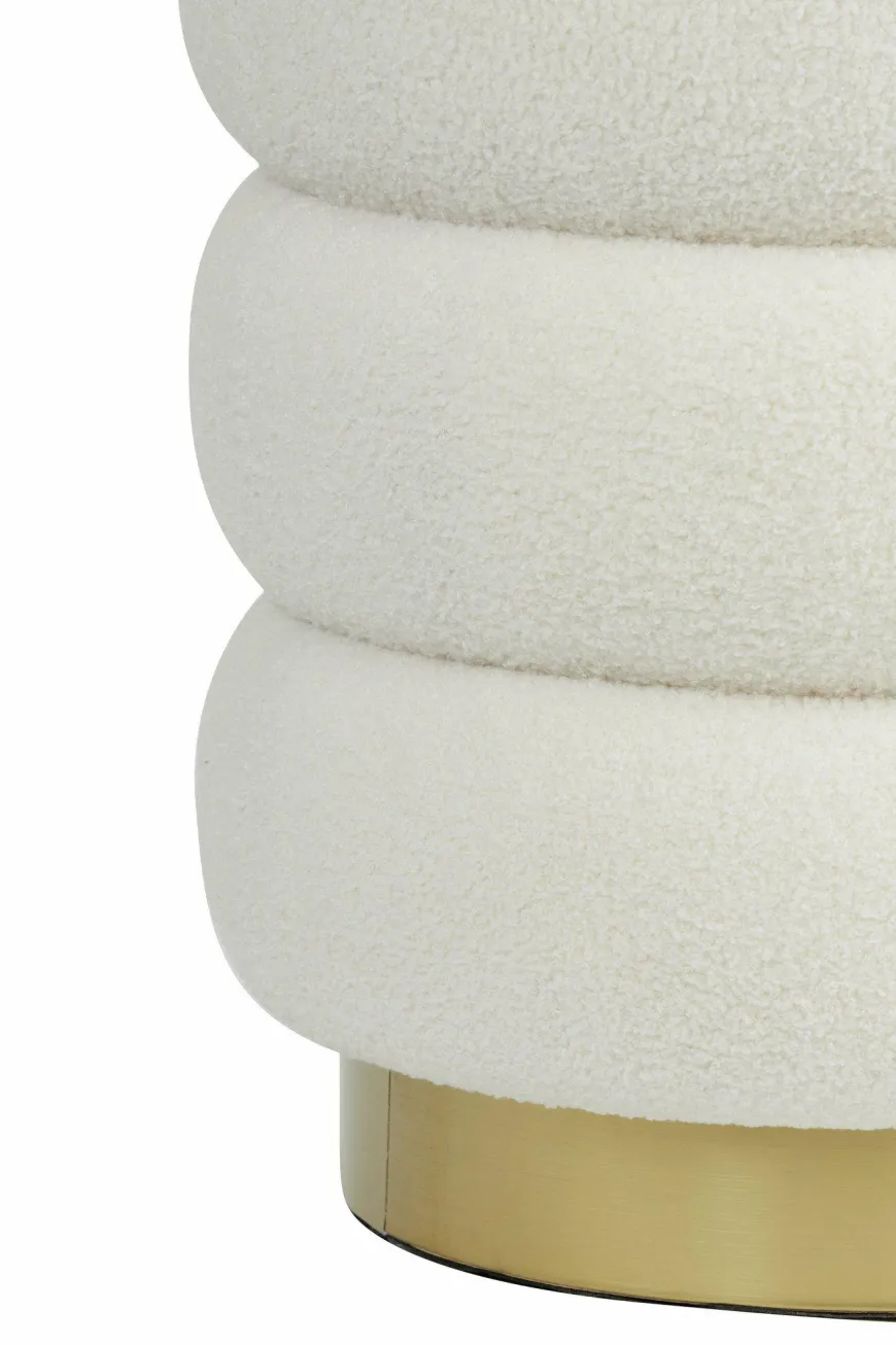 Light en Living Poef Ø40x45 cm KIMI teddy wit+goud