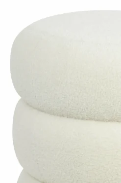 Light en Living Poef Ø40x45 cm KIMI teddy wit+goud