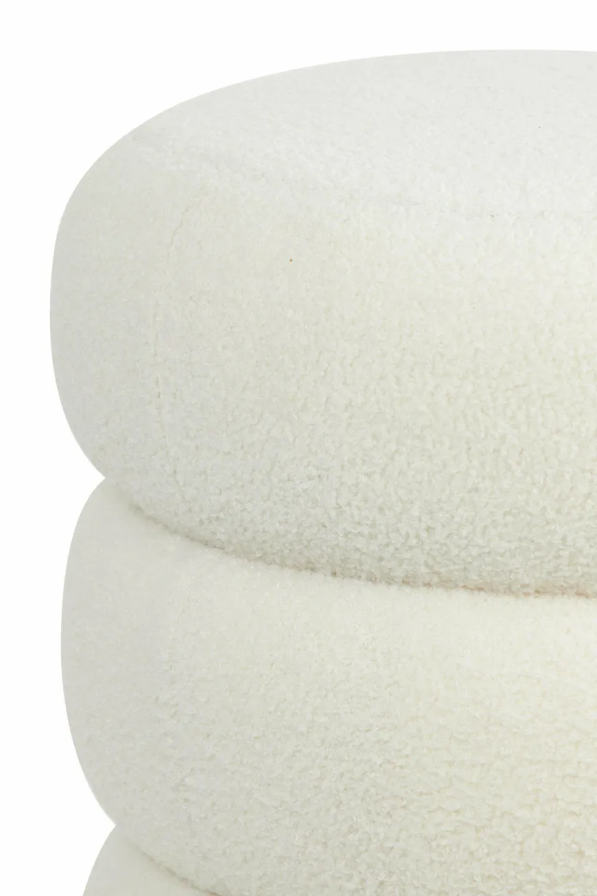 Light en Living Poef Ø40x45 cm KIMI teddy wit+goud