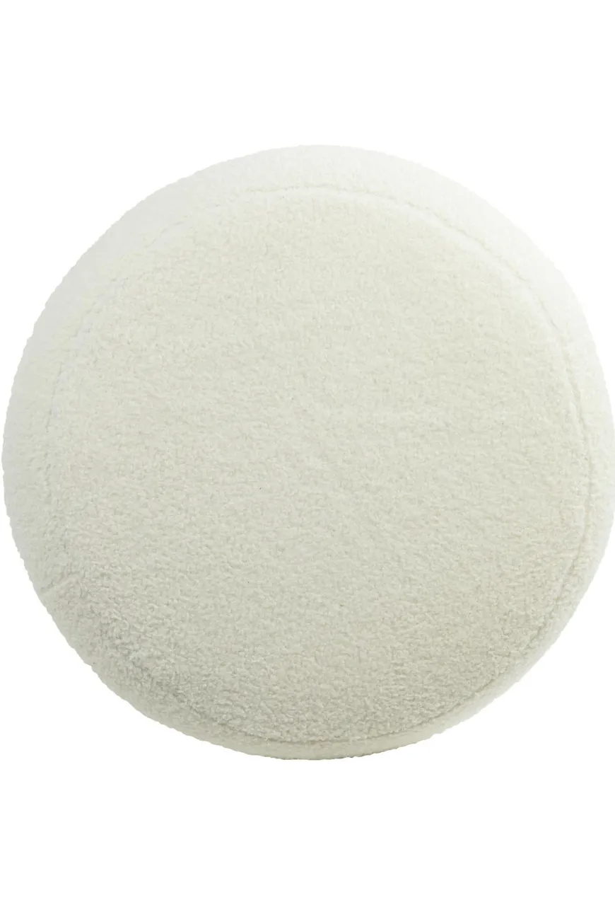 Light en Living Poef Ø40x45 cm KIMI teddy wit+goud