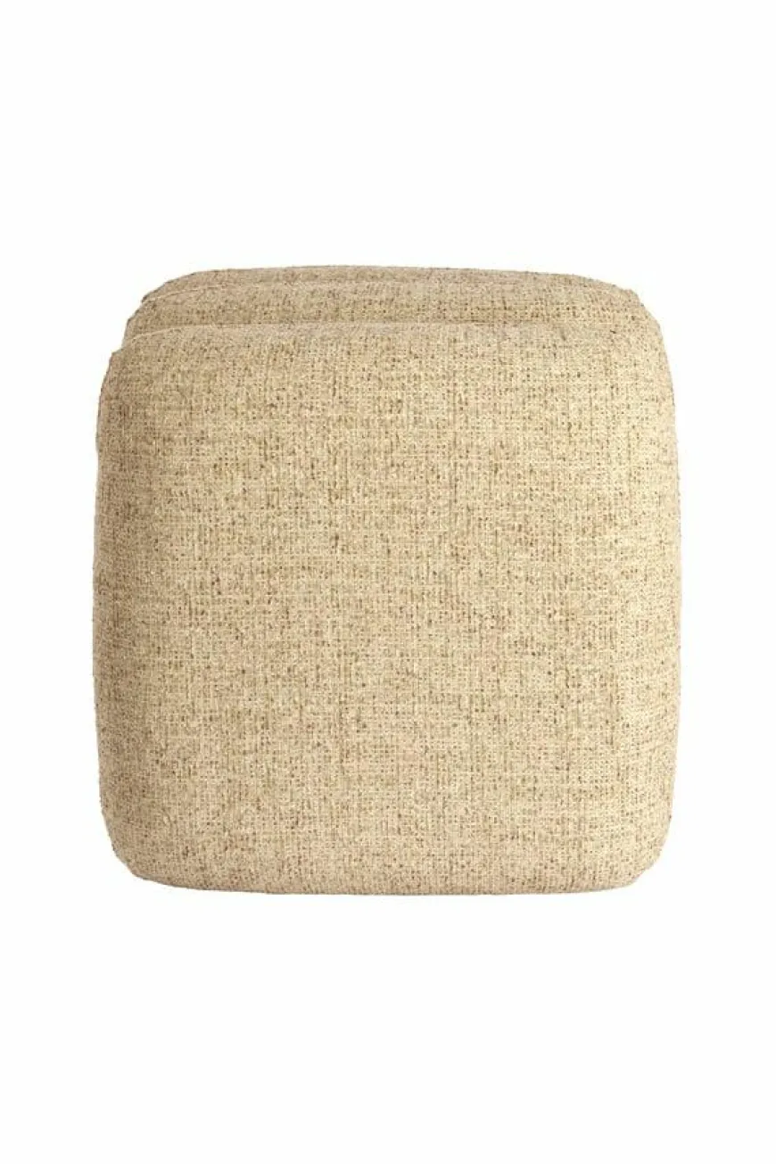 Light en Living Poef 44,5x44,5x44,5 cm LAURIE licht grijs - crème
