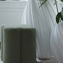 Light en Living Poef 38x38x45 cm NALANI bouclé donker groen