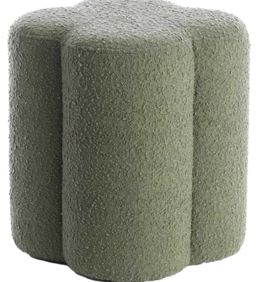 Light en Living Poef 38x38x45 cm NALANI bouclé donker groen