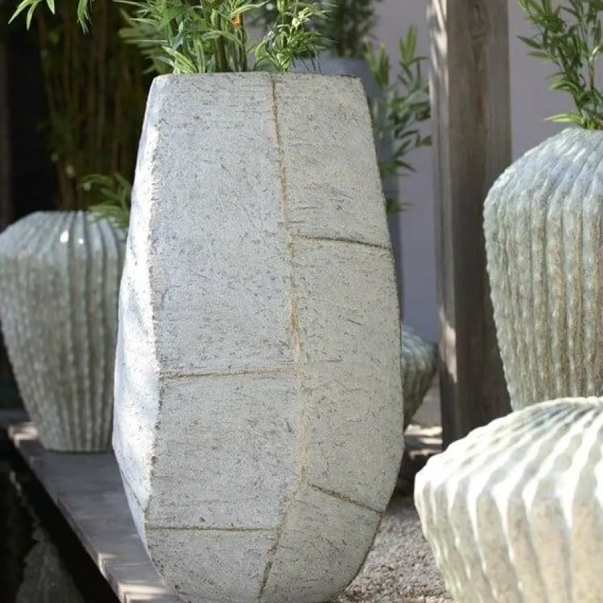 Light en Living Pot deco 50x47x88 cm AGELO blauw grijs