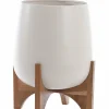 Light en Living Pot deco op voet Ø44x53 cm KARUNA hout+mat crème