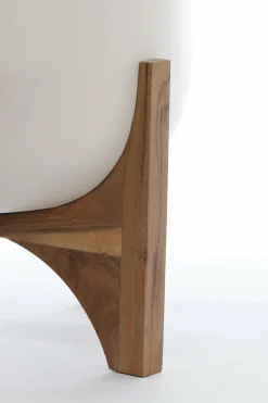 Light en Living Pot deco op voet Ø44x53 cm KARUNA hout+mat crème