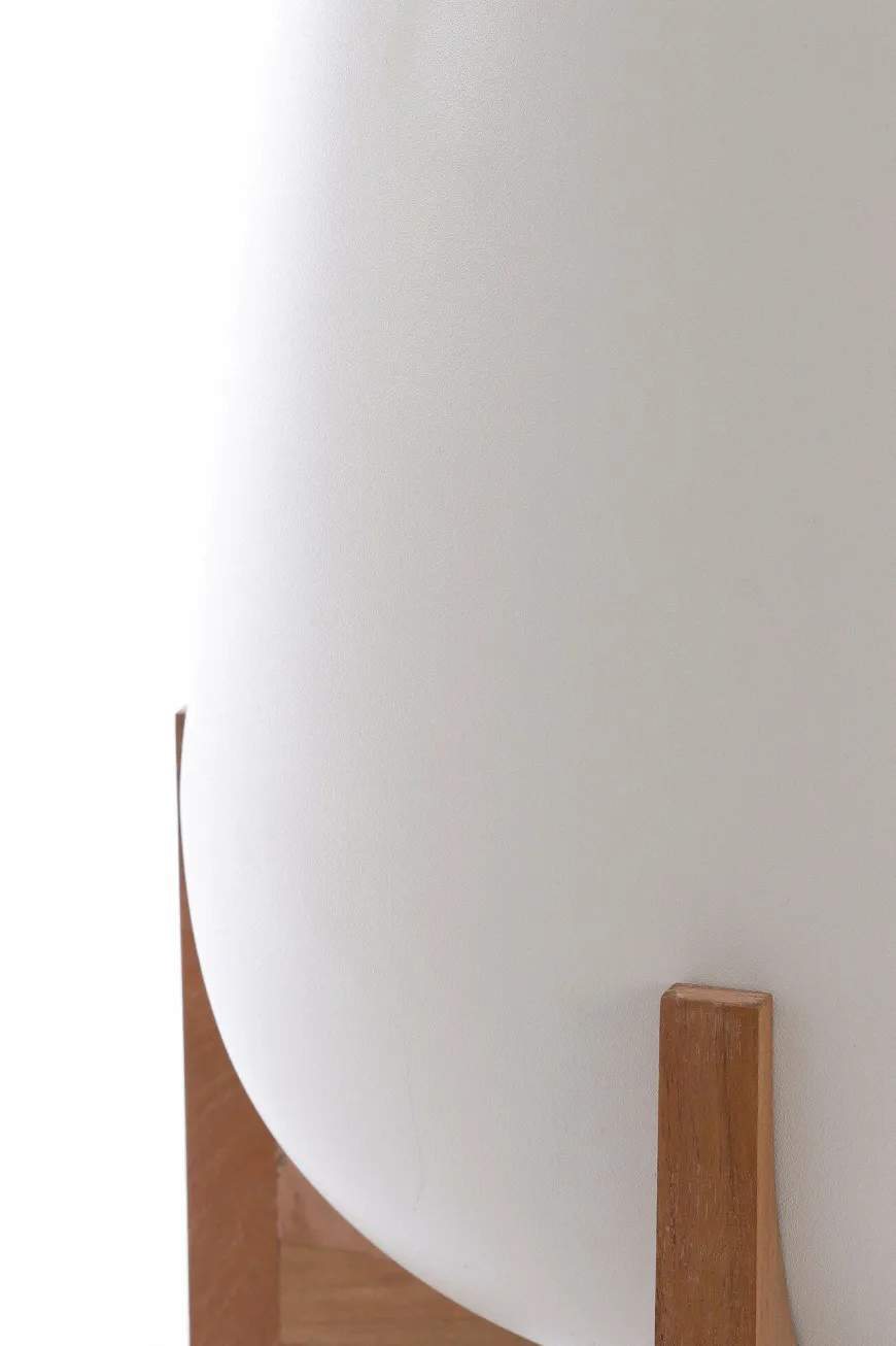 Light en Living Pot deco op voet Ø44x53 cm KARUNA hout+mat crème