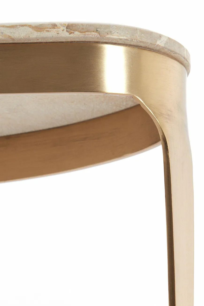 Light en Living Salontafel Giulio 65x39x41 cm – Taupe Marmer & Antique Bronze | Light & Living