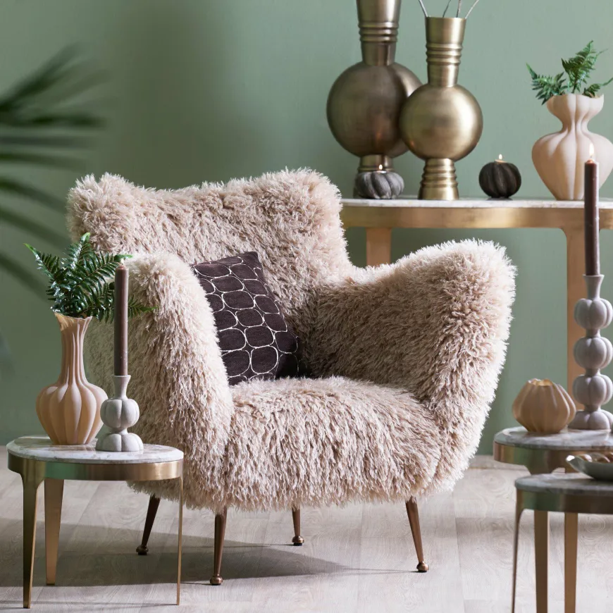 Light en Living Salontafel GIULIO 51x33x36 cm – Taupe Marmer & Antique Bronze | Light & Living