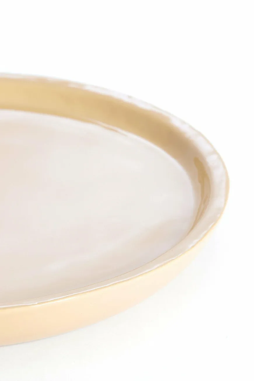 Light en Living Schaal ADA Ø42x5 cm – Glanzend Zandkleurig Keramiek | Light & Living