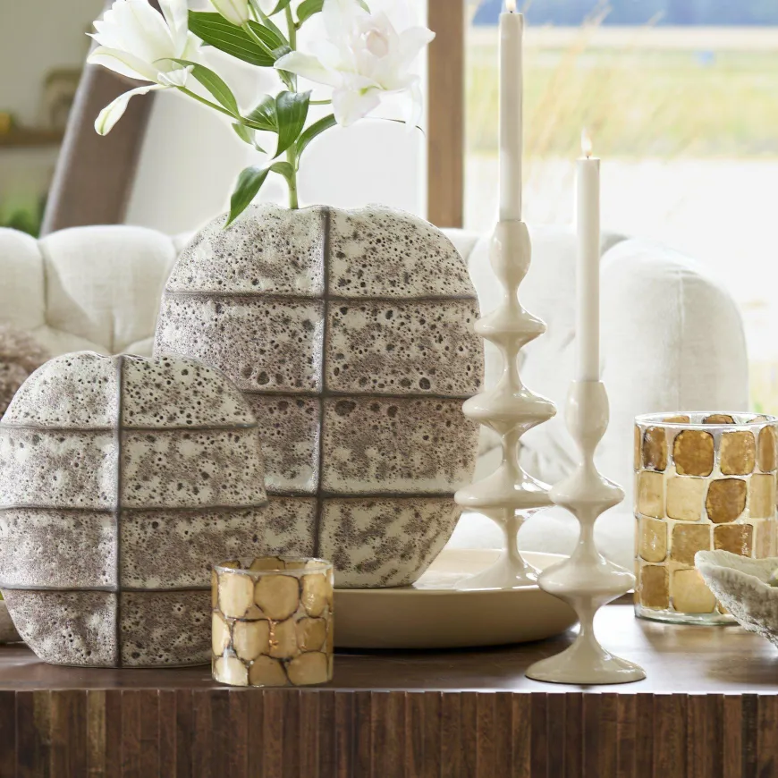 Light en Living Schaal ADA Ø42x5 cm – Glanzend Zandkleurig Keramiek | Light & Living