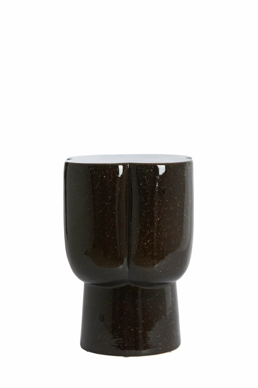 Light en Living Sidetable Ø34,5X45 cm JUNTO keramiek donkerbruin