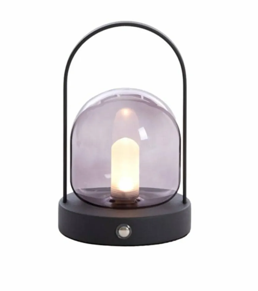 Light en Living Tafellamp LED Ø12x19 cm YEREMI glas smoke+mat zwart