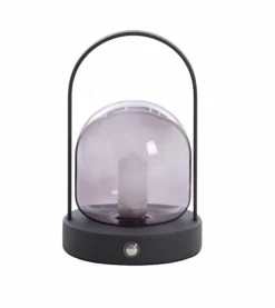 Light en Living Tafellamp LED Ø12x19 cm YEREMI glas smoke+mat zwart