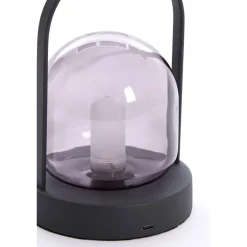 Light en Living Tafellamp LED Ø12x19 cm YEREMI glas smoke+mat zwart