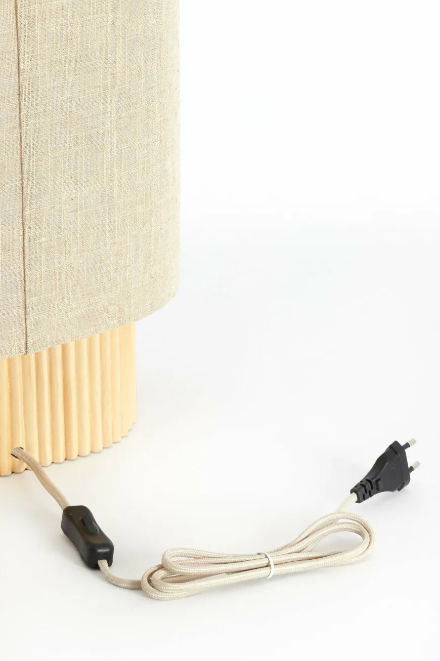 Light en Living Tafellamp 30x20x45 cm LASLO hout natural+linnen naturel
