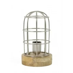 Light en Living Tafellamp Ø14,5x25 cm Carandira nikkel-hout