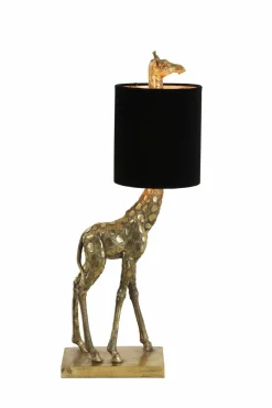 Light en Living Tafellamp 26x16x61 cm GIRAFFE antiek brons+velvet zwart
