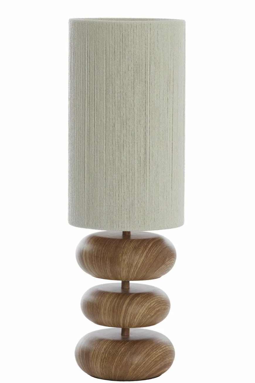 Light en Living Tafellamp Ø22x67,5 cm DANIALO hout print naturel+touw crème