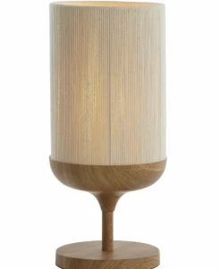 Light en Living Tafellamp Ø22,5x50 cm DANIA hout print naturel+touw crèmeTafellamp Ø22,5x50 cm DANIA hout print naturel+touw crème
