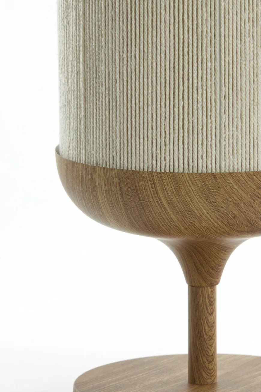 Light en Living Tafellamp Ø22,5x50 cm DANIA hout print naturel+touw crèmeTafellamp Ø22,5x50 cm DANIA hout print naturel+touw crème
