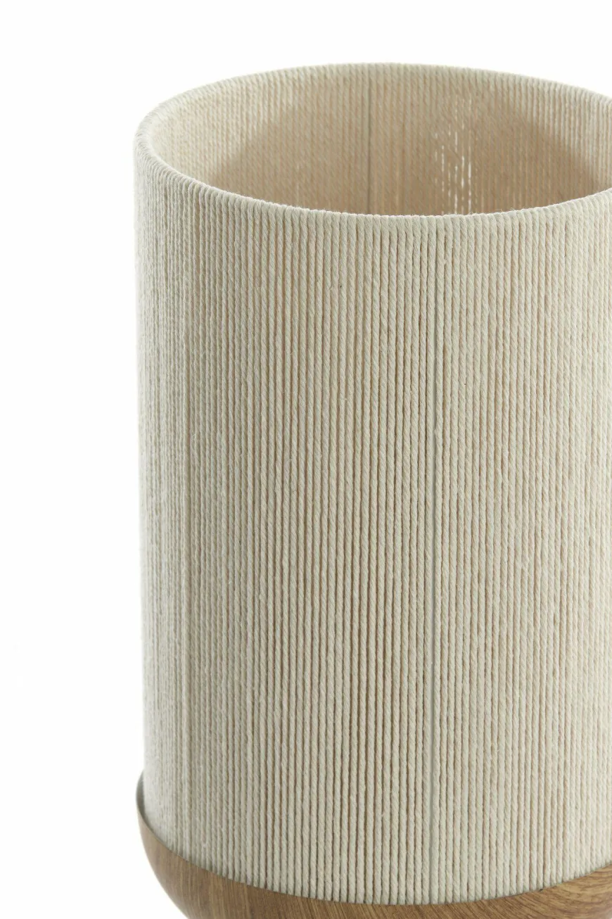Light en Living Tafellamp Ø22,5x50 cm DANIA hout print naturel+touw crèmeTafellamp Ø22,5x50 cm DANIA hout print naturel+touw crème