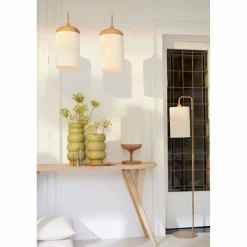 Light en Living Tafellamp Ø22,5x50 cm DANIA hout print naturel+touw crèmeTafellamp Ø22,5x50 cm DANIA hout print naturel+touw crème