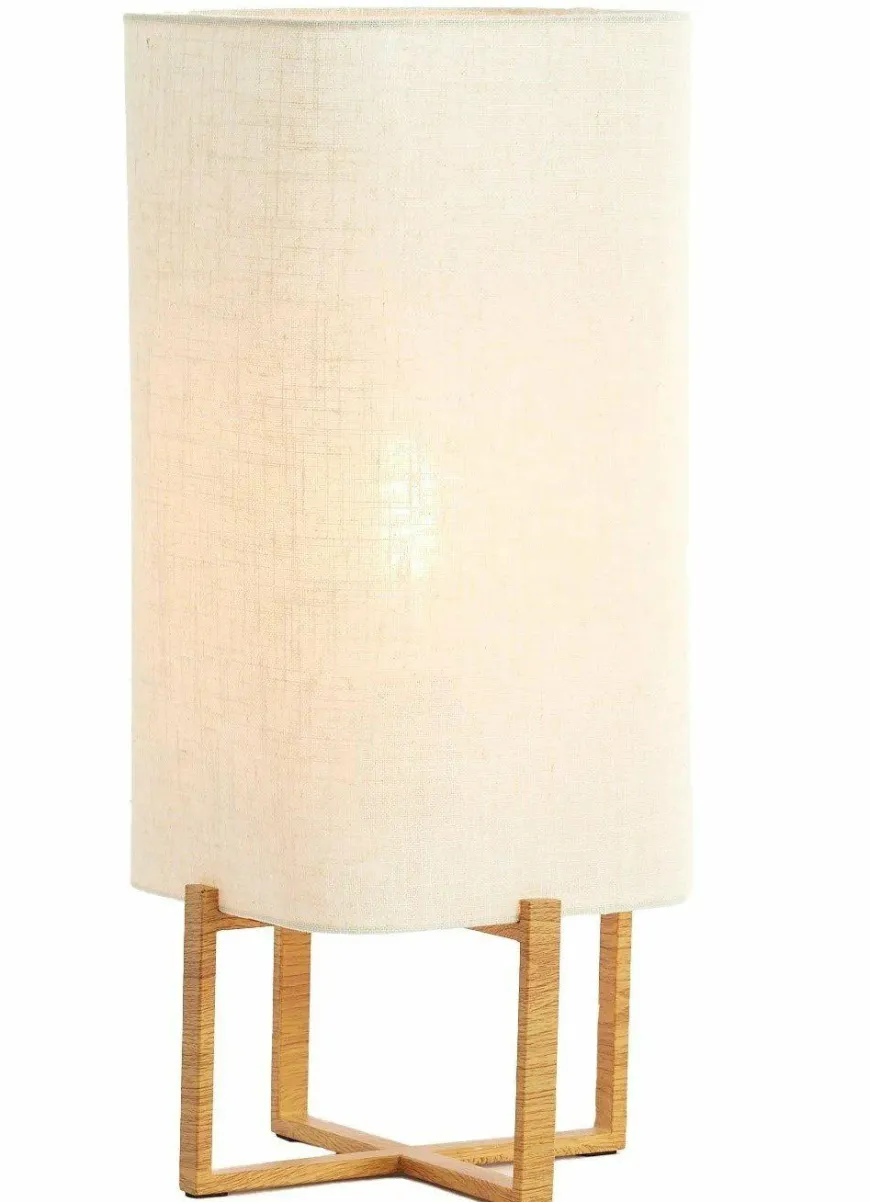 Light en Living Tafellamp 21,5X21,5X50,5 Cm WYN hout Natur+Linen Creme