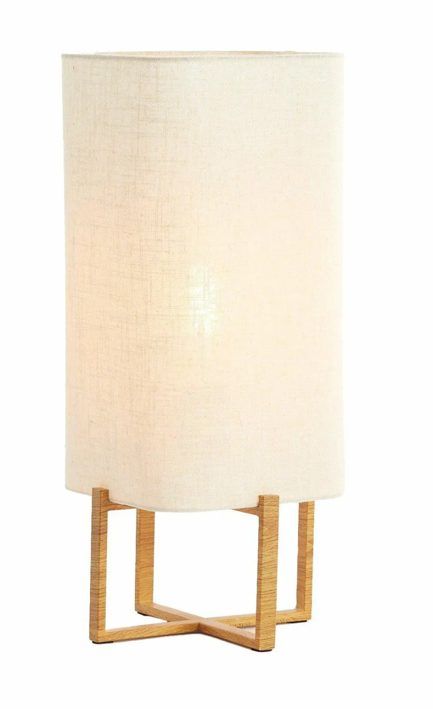 Light en Living Tafellamp 21,5X21,5X50,5 Cm WYN hout Natur+Linen Creme