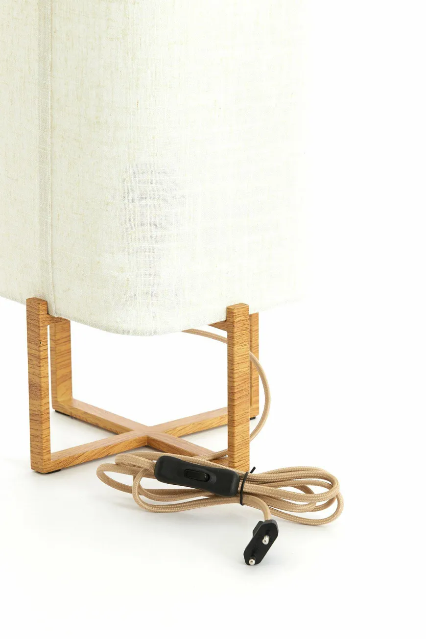 Light en Living Tafellamp 21,5X21,5X50,5 Cm WYN hout Natur+Linen Creme
