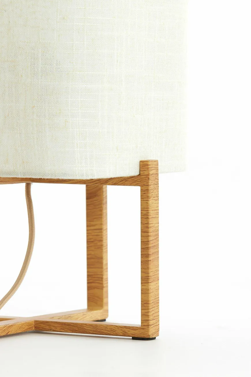 Light en Living Tafellamp 21,5X21,5X50,5 Cm WYN hout Natur+Linen Creme