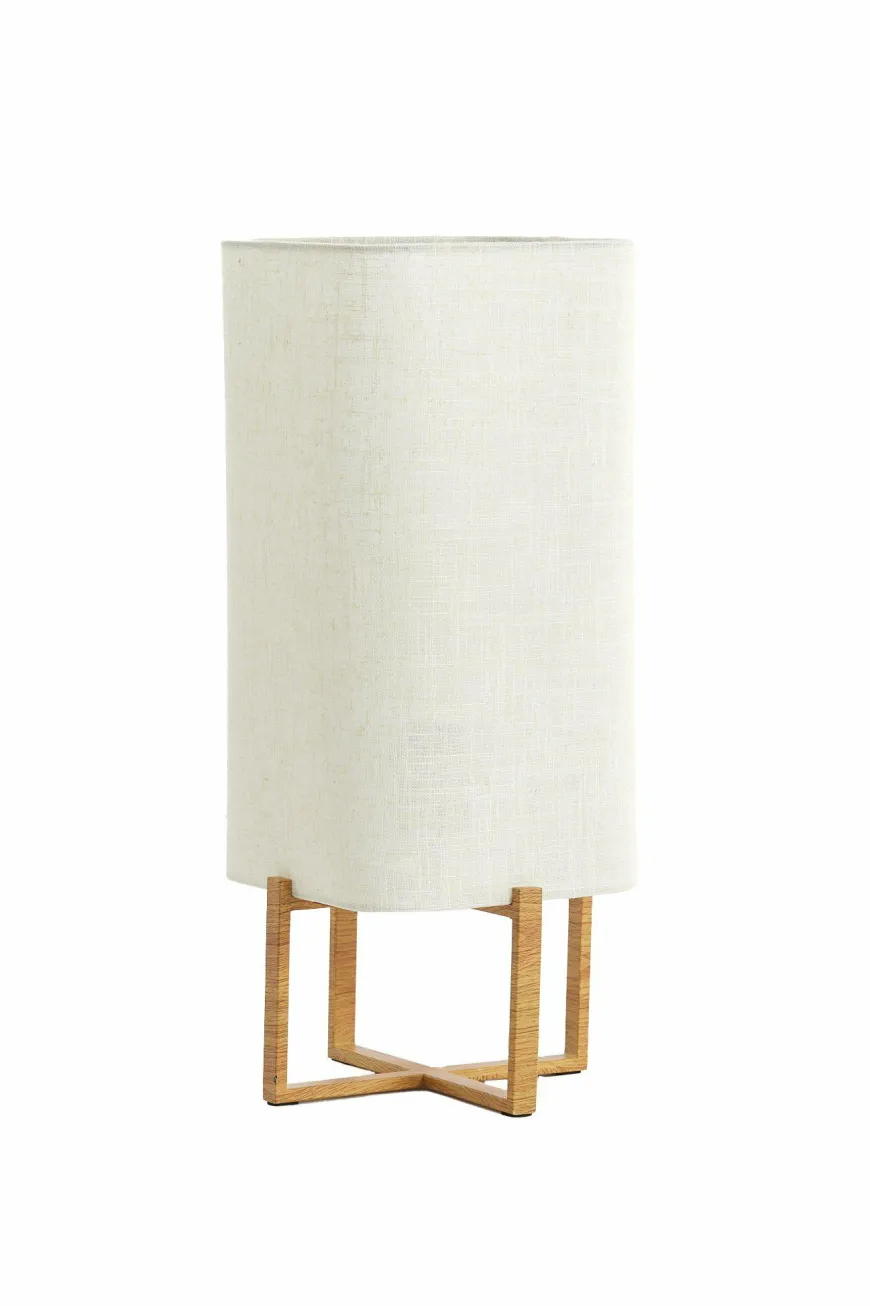 Light en Living Tafellamp 21,5X21,5X50,5 Cm WYN hout Natur+Linen Creme