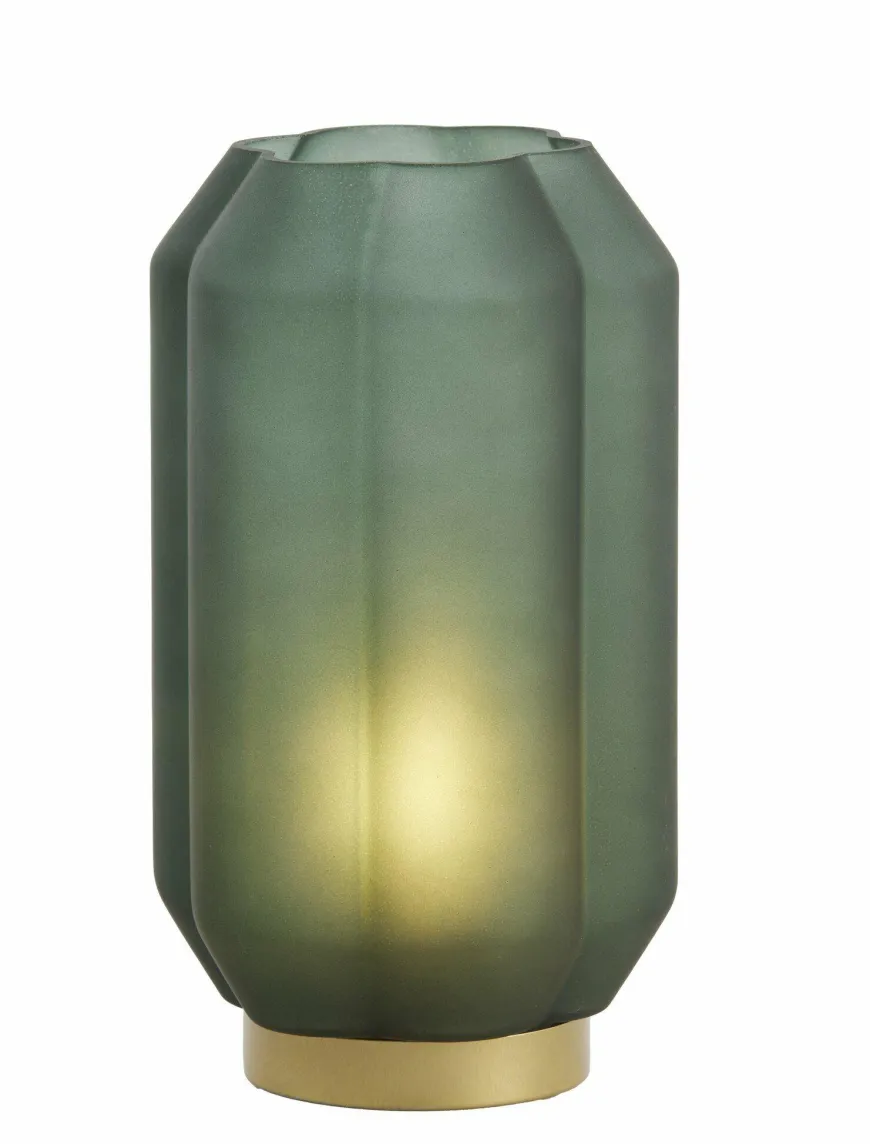 Light en Living Tafellamp LED Ø15x27 cm YVIAS glas mat donker groen+goud