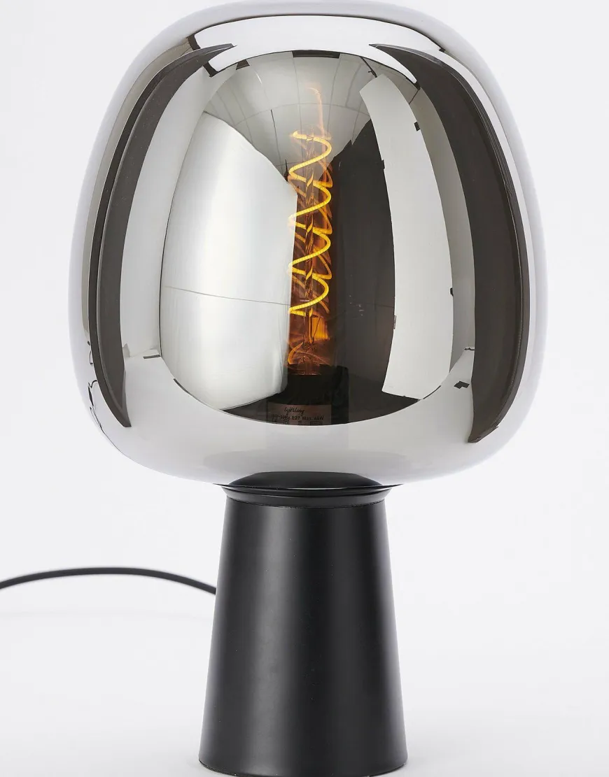 Light en Living Tafellamp Ø22x40 cm MAYSON mat zwart+ glas smoke