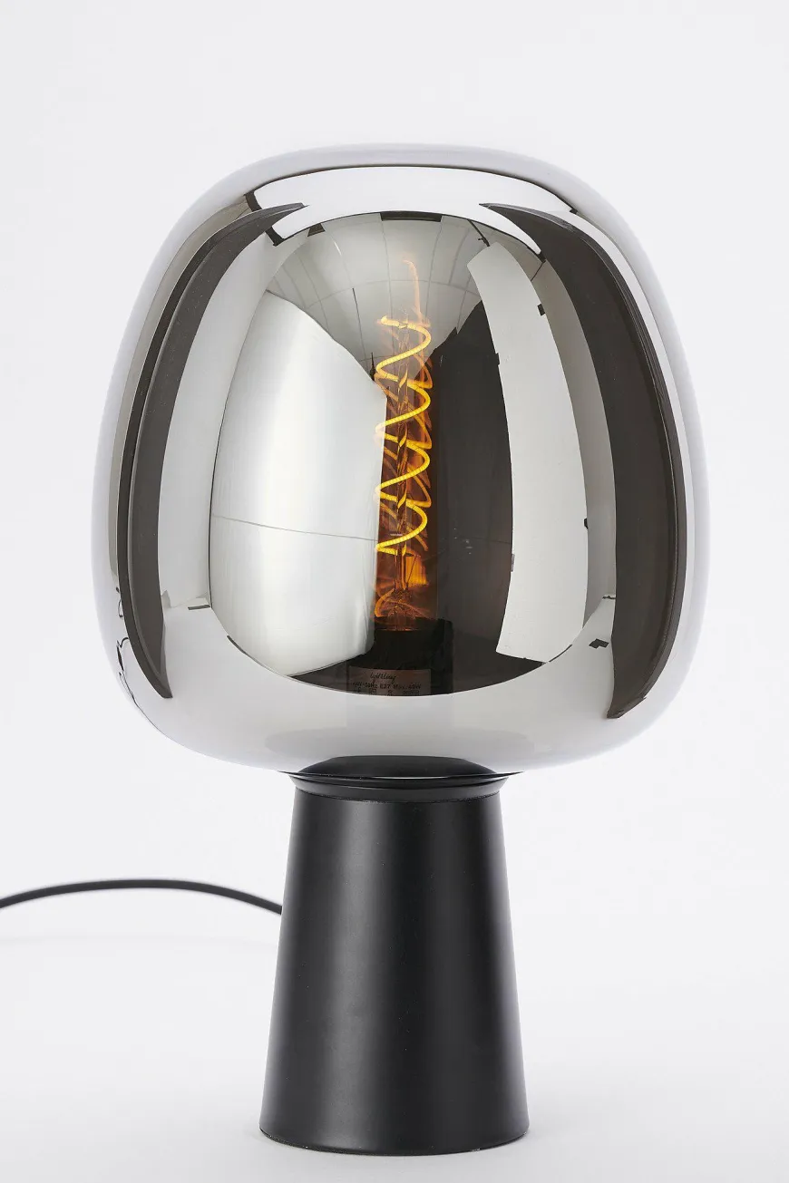 Light en Living Tafellamp Ø22x40 cm MAYSON mat zwart+ glas smoke