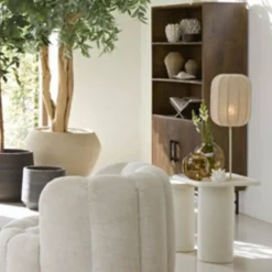 Light en Living Tafellamp SOLUNE Ø25x70 cm – Naturel & Crème | Light & Living