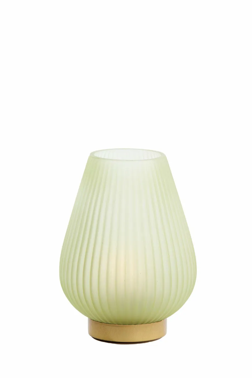 Light en Living Tafellamp LED TAJERA glas mat licht groen+goud - 2 afmetingen