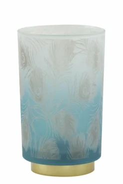 Light en Living Tafellamp LED PEACOCK glas turquoise+goud - 2 maten