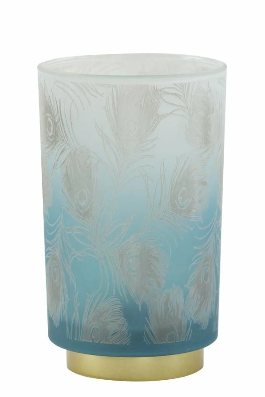 Light en Living Tafellamp LED PEACOCK glas turquoise+goud - 2 maten