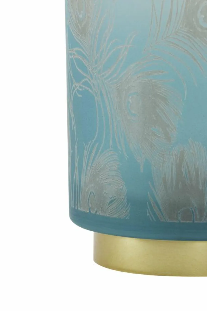 Light en Living Tafellamp LED PEACOCK glas turquoise+goud - 2 maten