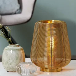 Light en Living Tafellamp ADETA 2 maten in mat zwart en goud
