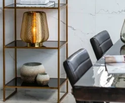 Light en Living Tafellamp ADETA 2 maten in mat zwart en goud