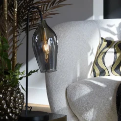 Light en Living Tafellamp 35x20x51,5 cm LUKARO glas smoke+mat zwart