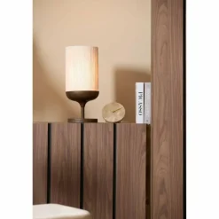 Light en Living Tafellamp Ø22,5x50 cm DANIA hout print d bruin+touw crème