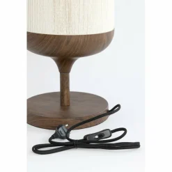 Light en Living Tafellamp Ø22,5x50 cm DANIA hout print d bruin+touw crème