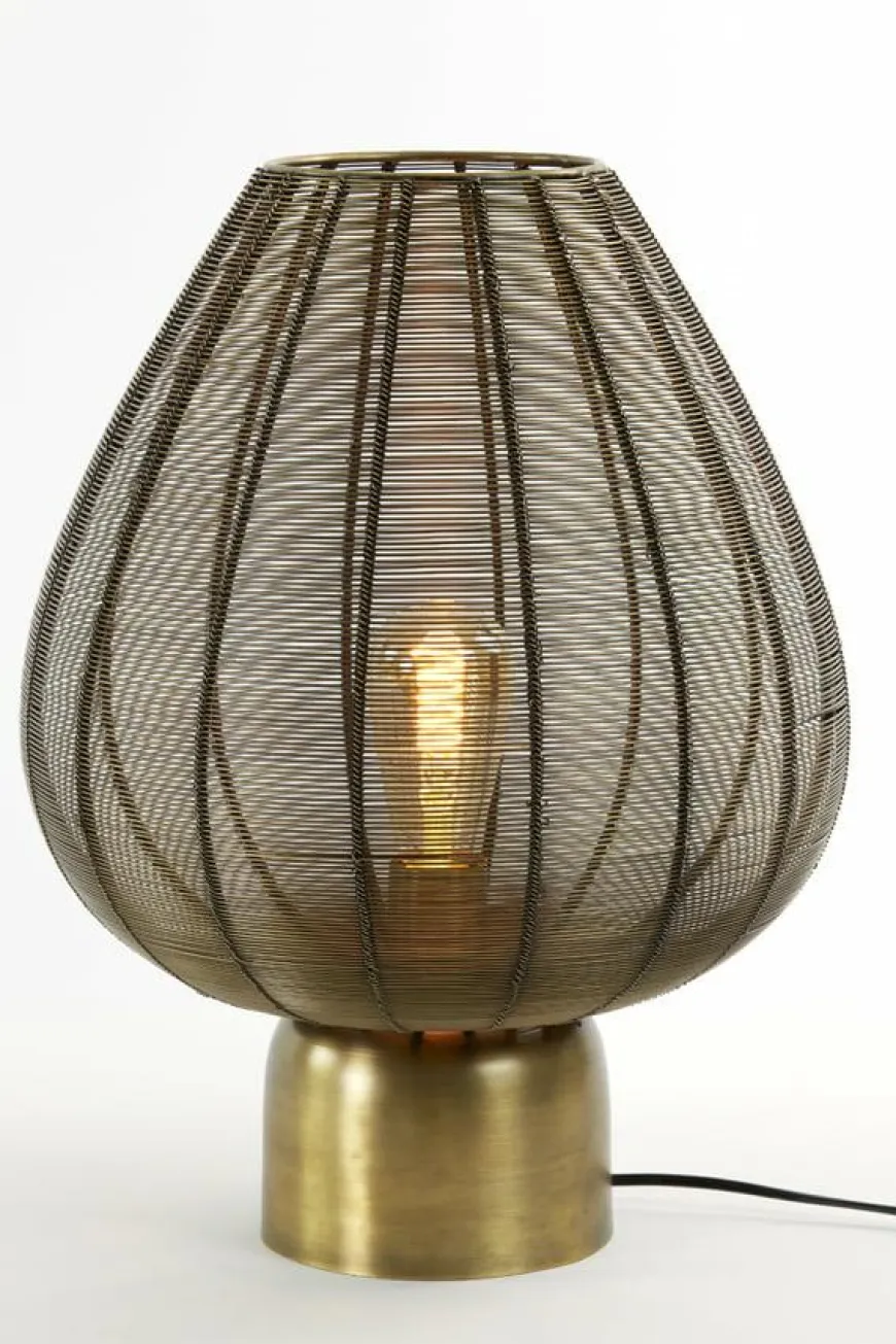 Light en Living Tafellamp Suneko antiek brons - Ø 25 x 34 cm