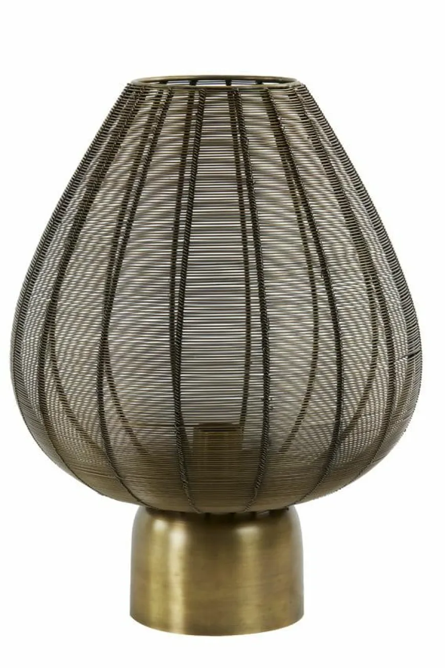 Light en Living Tafellamp Suneko antiek brons - Ø 25 x 34 cm