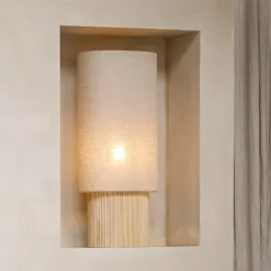 Light en Living Tafellamp 30x20x70 cm LASLO hout natural+linnen naturel