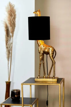 Light en Living Tafellamp 28x20x68 cm GIRAFFE antiek brons+velvet zwart