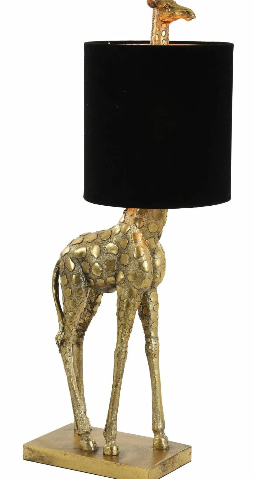 Light en Living Tafellamp 28x20x68 cm GIRAFFE antiek brons+velvet zwart